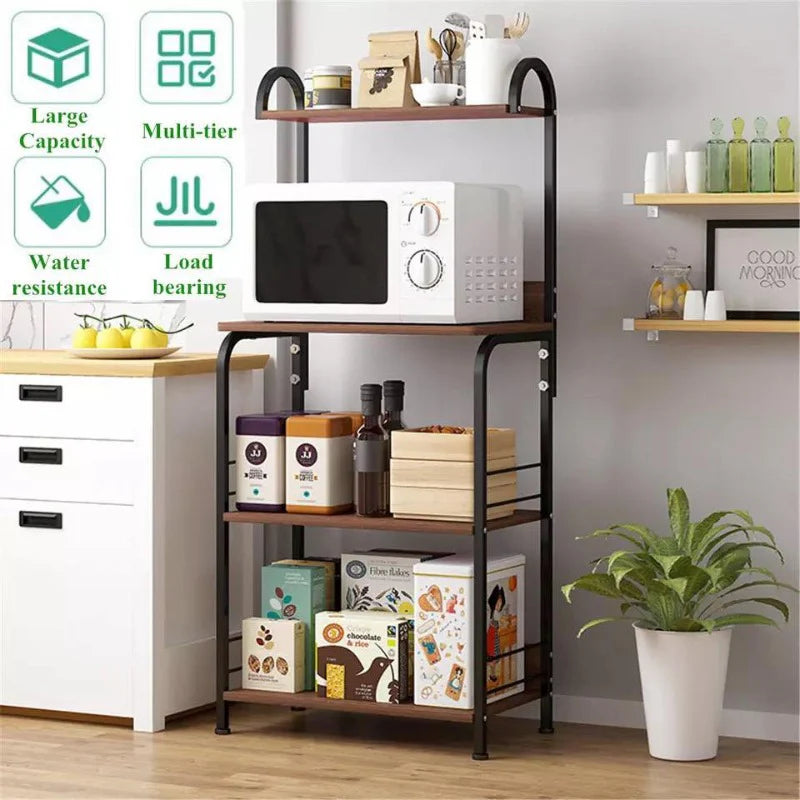 The wooden & Metal Storage Shelf Rack (4 Tier)