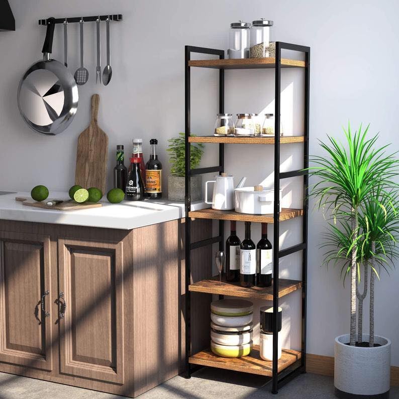 Industrial Style Ladder Bookcase Kitchen Rack (5 Tier)