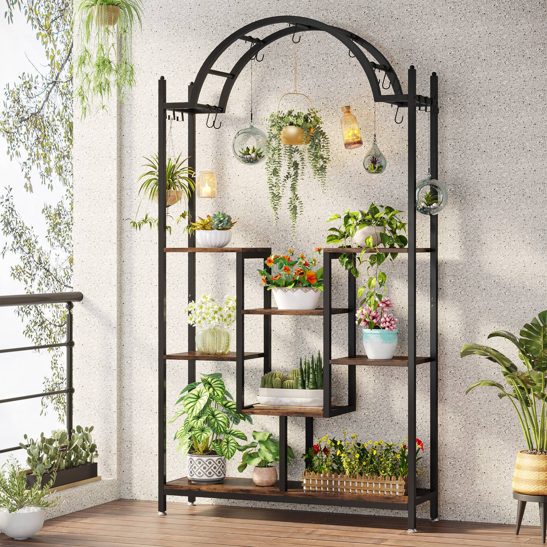 Arcola Flower Stands with Hanging Hooks Rack