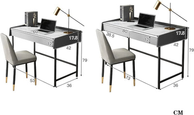 Dewy Modern Luxury Writing Computer Desk Workstation Table with Drawers