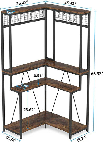 Wilson Tall Flower Shelf with 15 Hanging Hooks Planter Rack