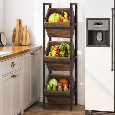 Standing Basket Storage Tower for Kitchen Bathroom Living Room