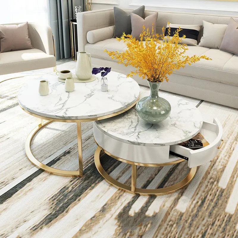 Nordic Gold Round Modern Luxury Coffee Tables