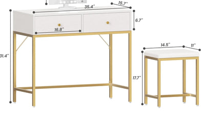 Jaree Vanity Dressing Drawers Home Office Desk Table With Stool